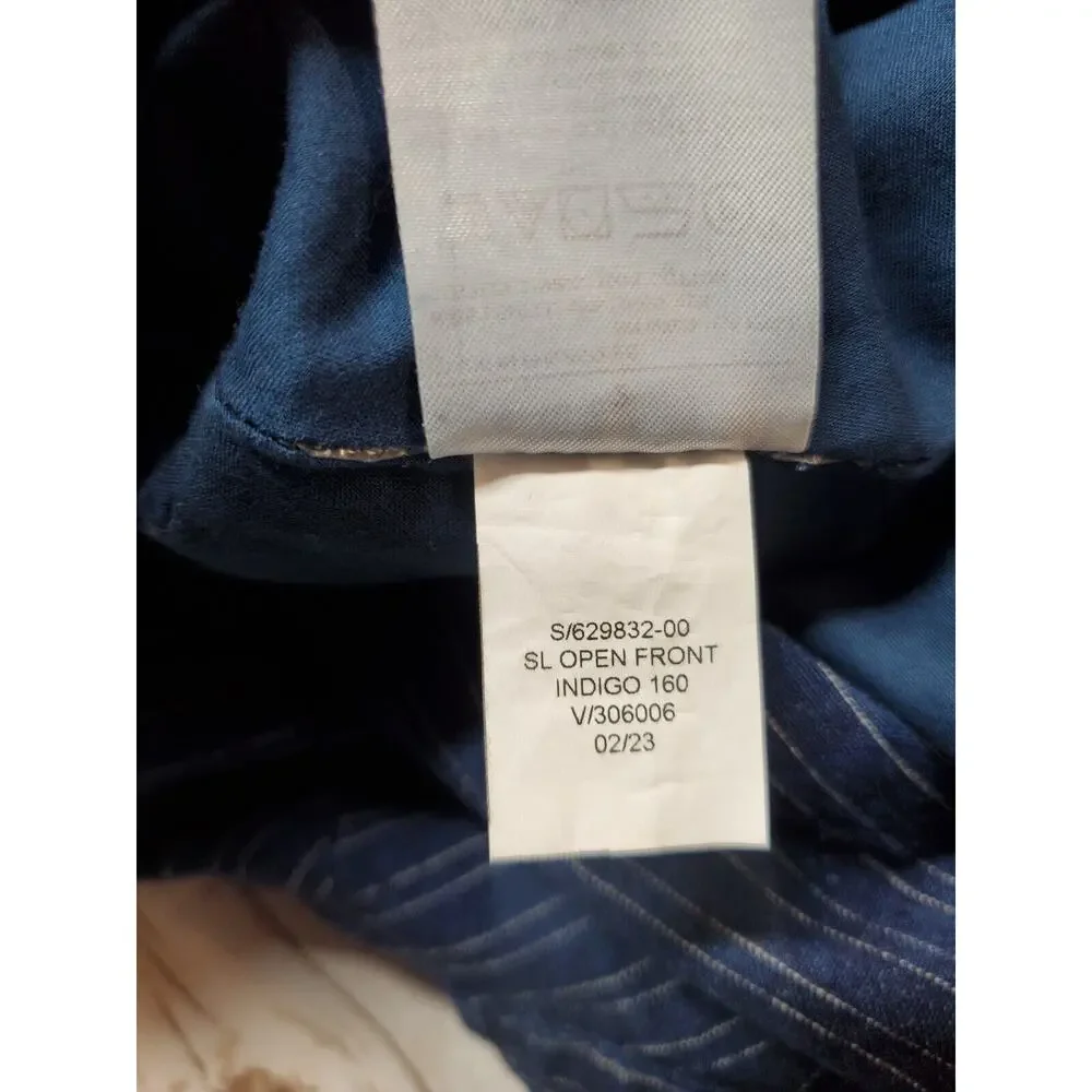 Banana Republic Womens 2 Jumpsuit Wide-Leg Crop Linen Pockets Indigo‎ Striped